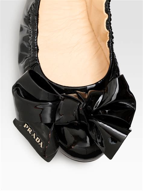 prada bow ballerina flat|Prada leather ballet flats.